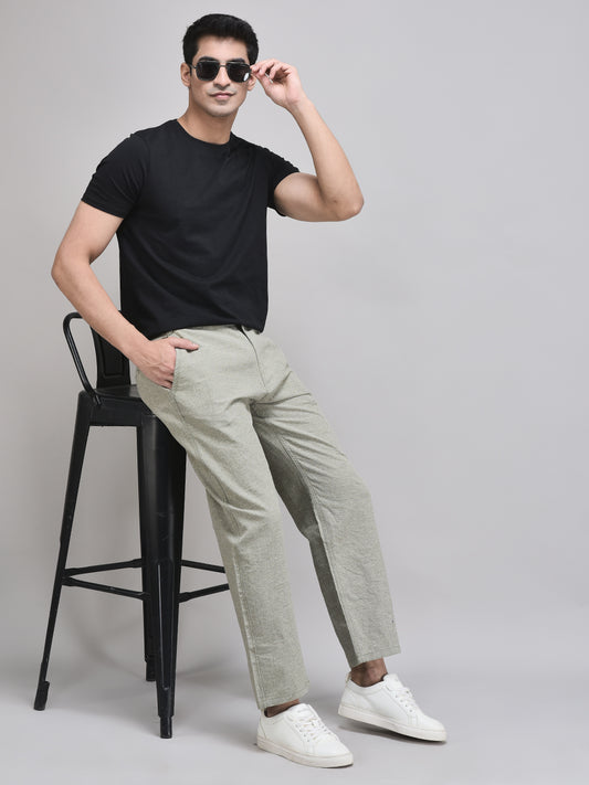 Pure linen trousers for men – front view