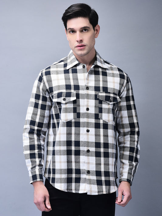 Blue Check Brushed Overshirt – Unisex Winter Shacket