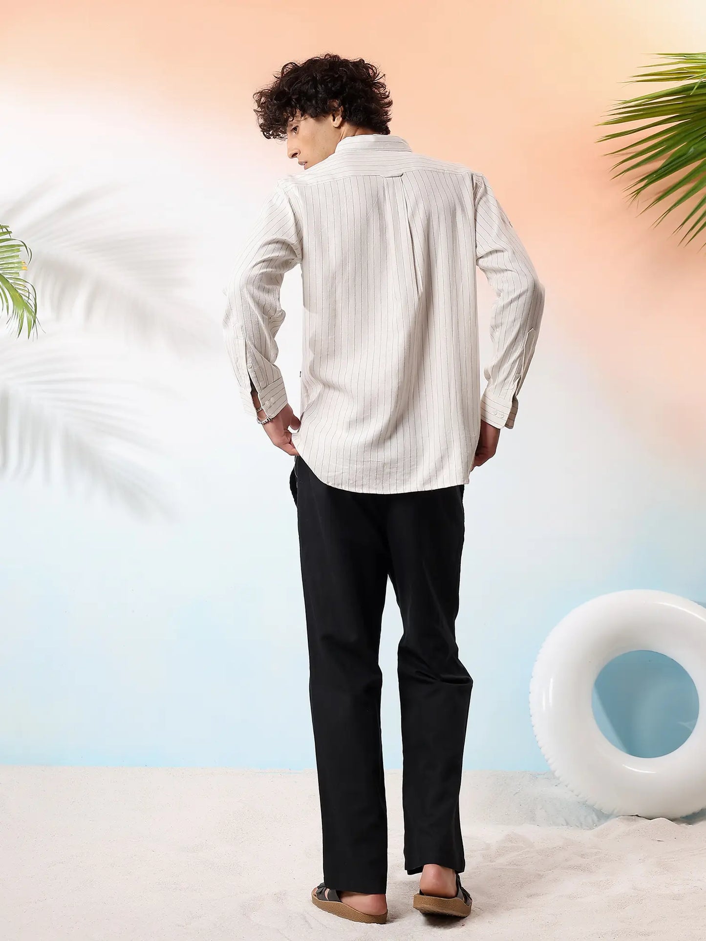 Cream Yankees Pinstripe Linen Shirt