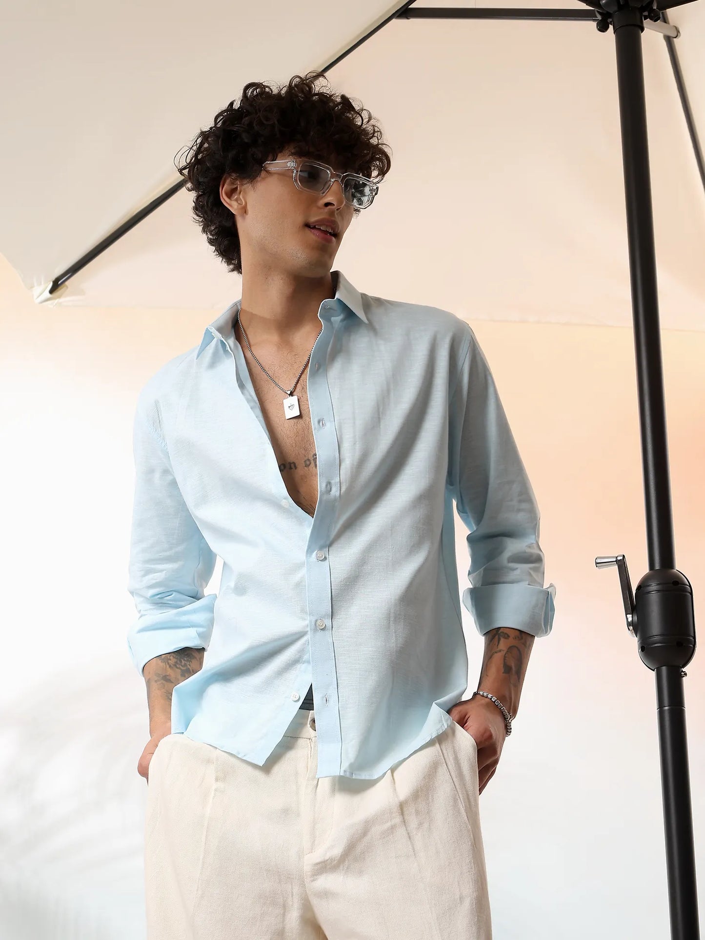 Sky Blue Linen Shirt