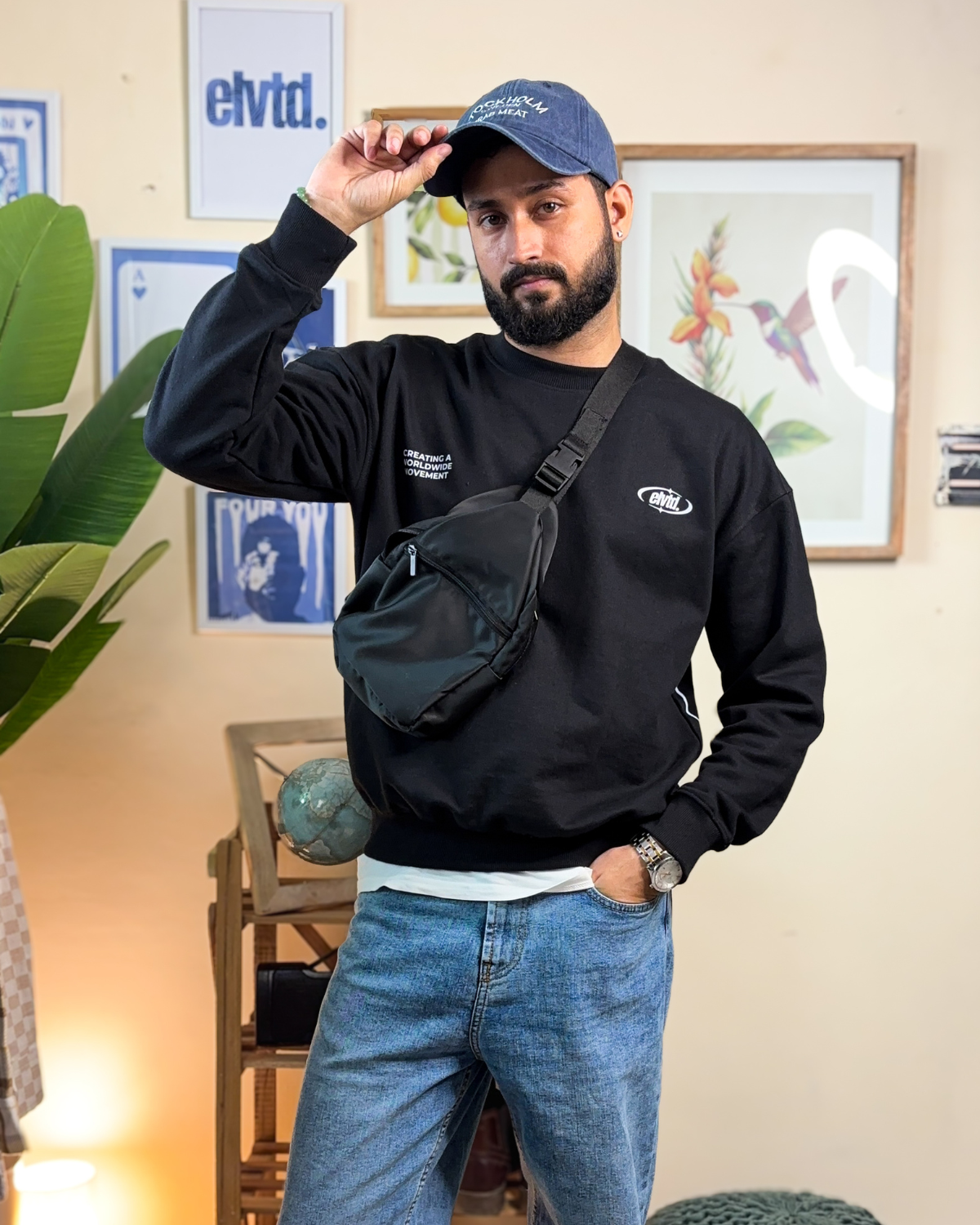 Black Y2K Graphic Sweatshirt with Back Print