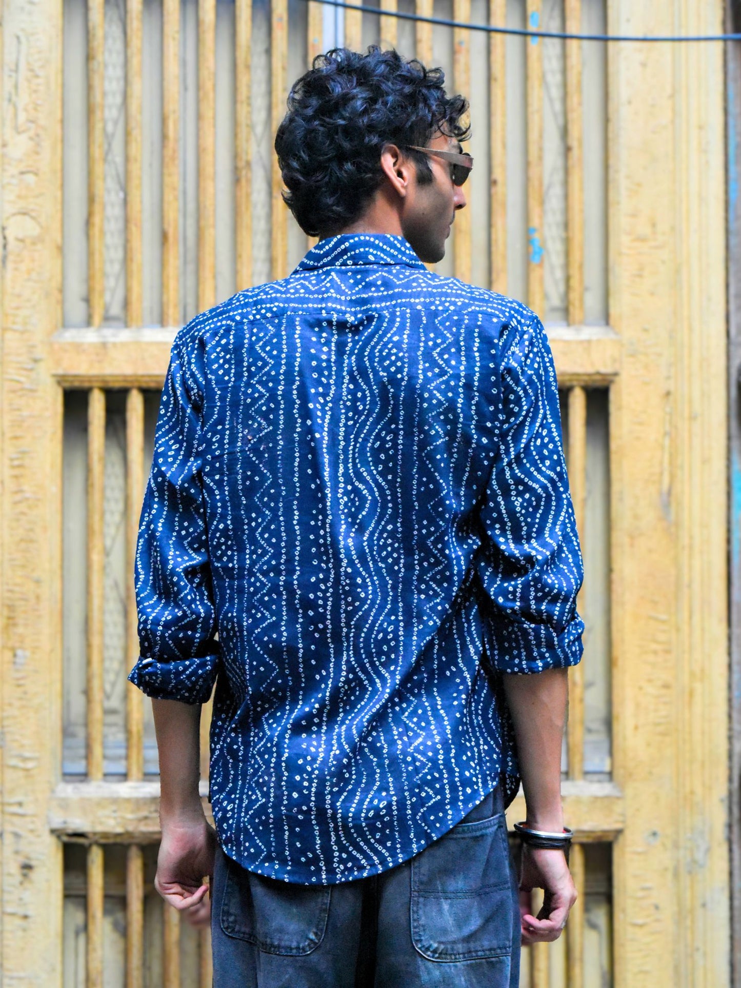 Blue Bandhani Cotton Shirt