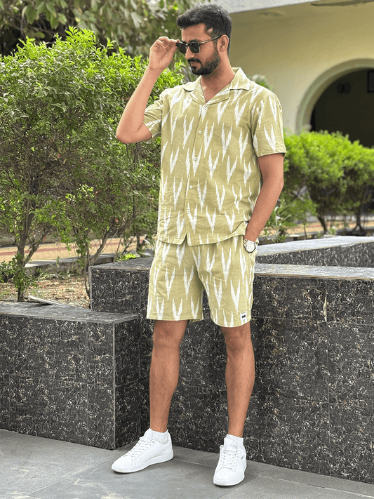 Printed handloom ikat summer outfit for men