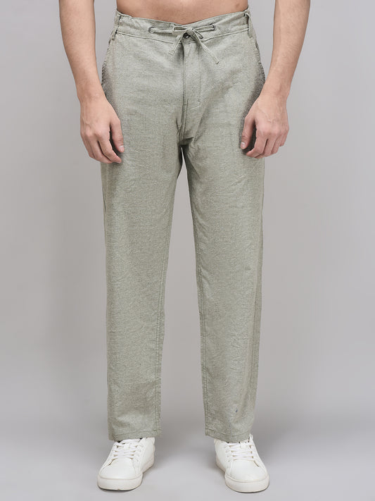 Men’s olive linen pants with elastic waistband