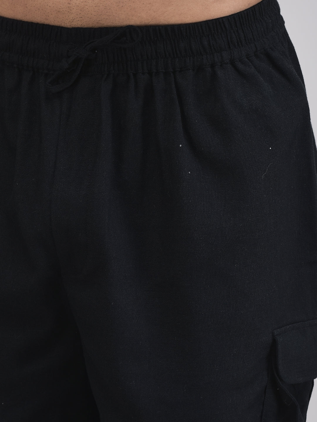 Men’s summer shorts with pockets – black linen