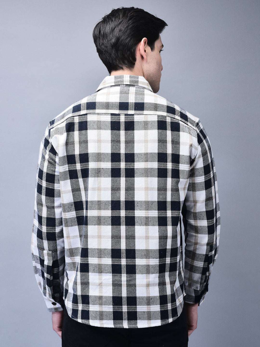 Blue Check Brushed Overshirt – Unisex Winter Shacket