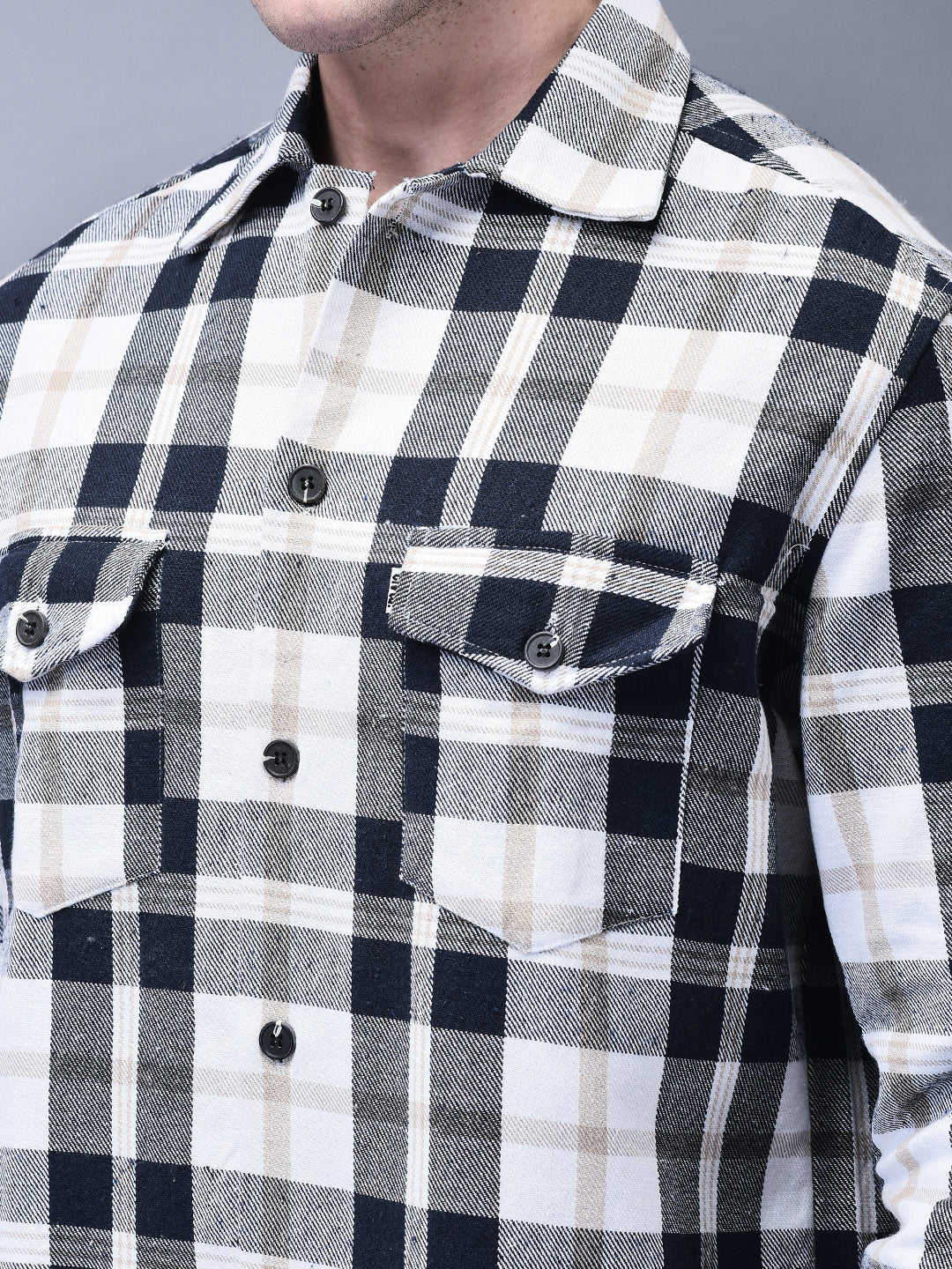 Blue Check Brushed Overshirt – Unisex Winter Shacket
