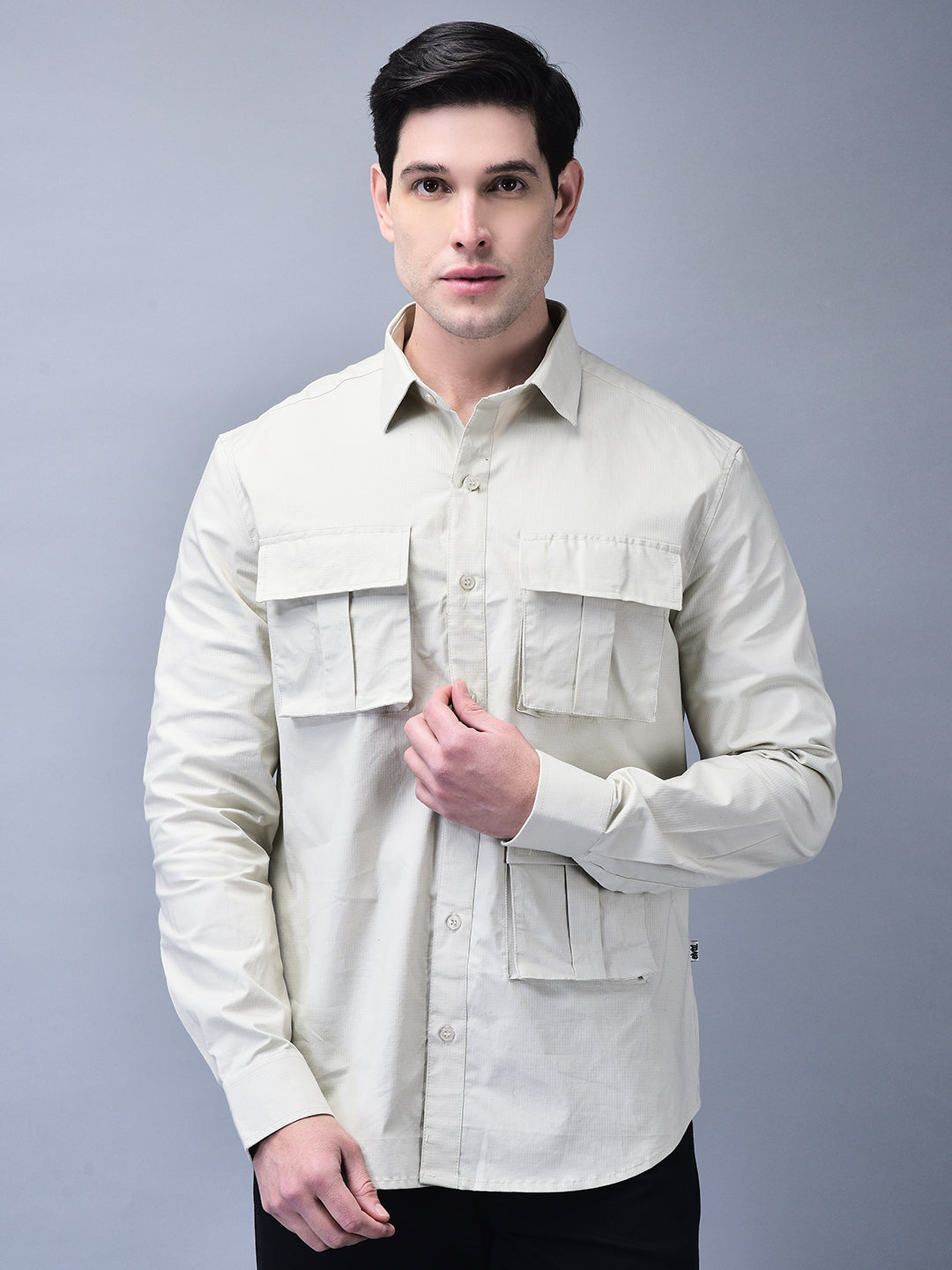 Unisex Beige Ripstop Cotton Cargo Shirt