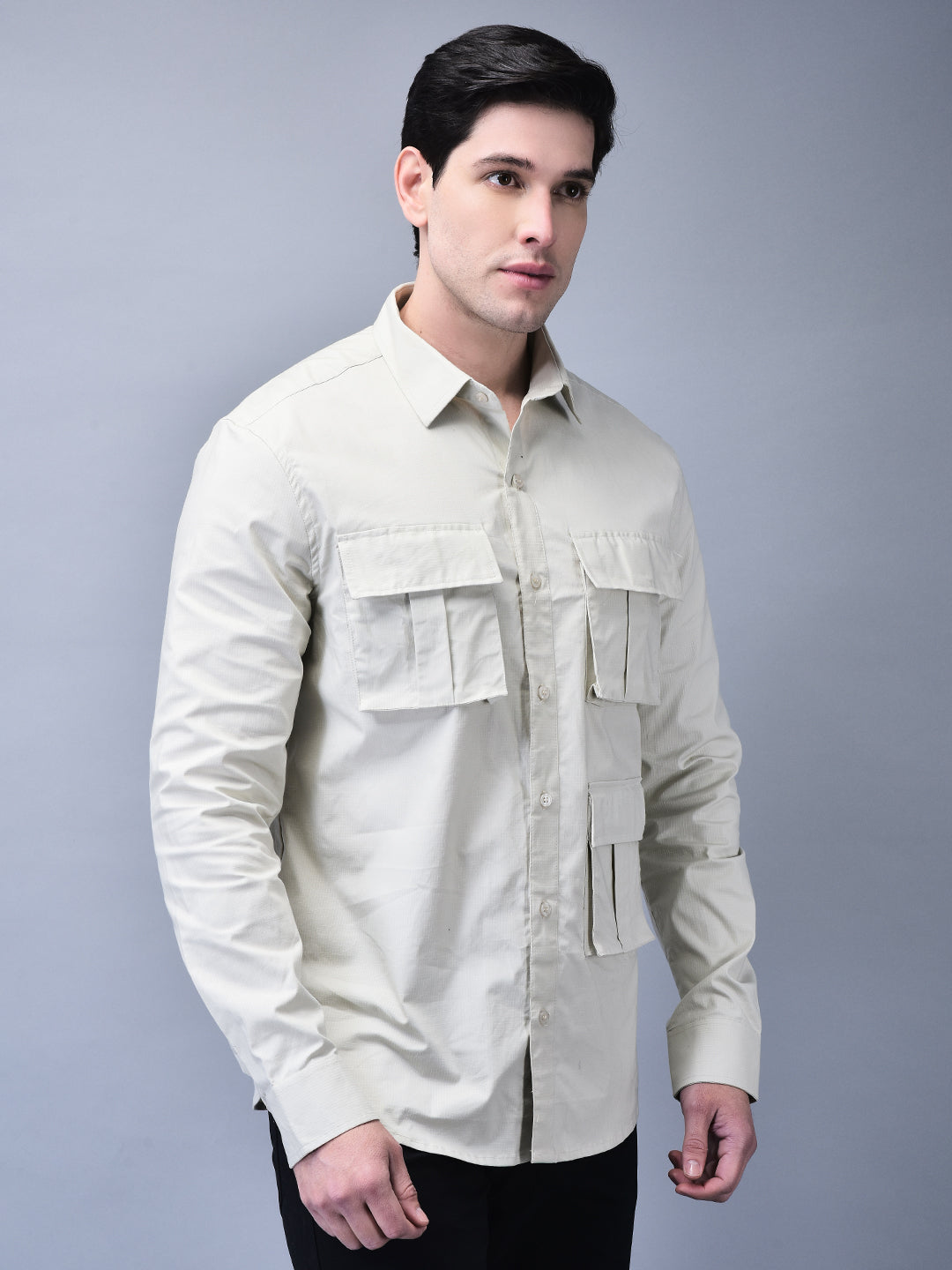 Unisex Beige Ripstop Cotton Cargo Shirt