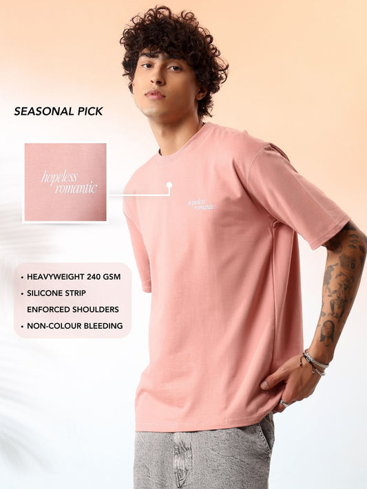 Salmon Pink Oversized Graphic T-Shirt