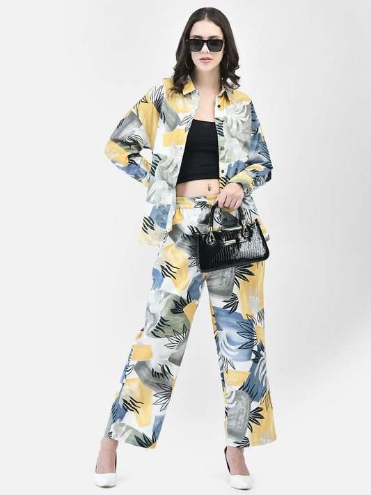 Printed tropical co-ord set with short sleeve shirt