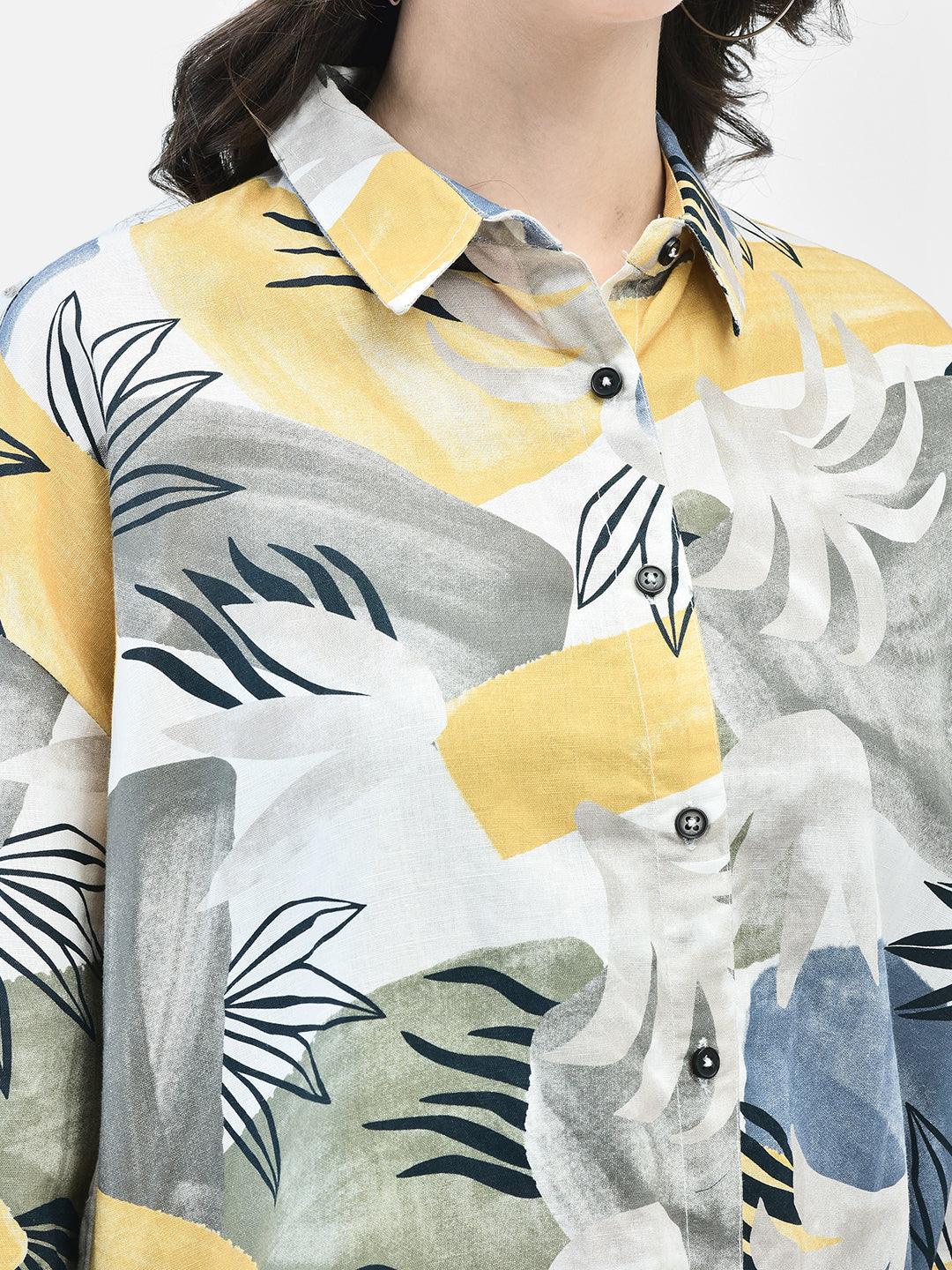 Printed tropical co-ord set with short sleeve shirt