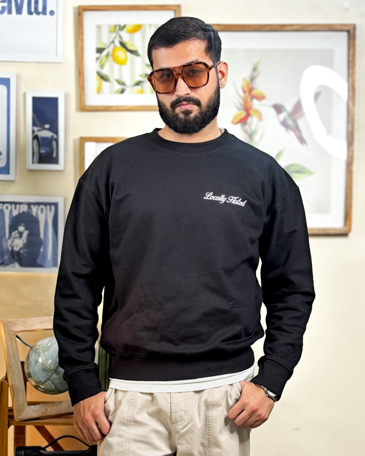 Locally Hated Black Cotton Fleece Sweatshirt