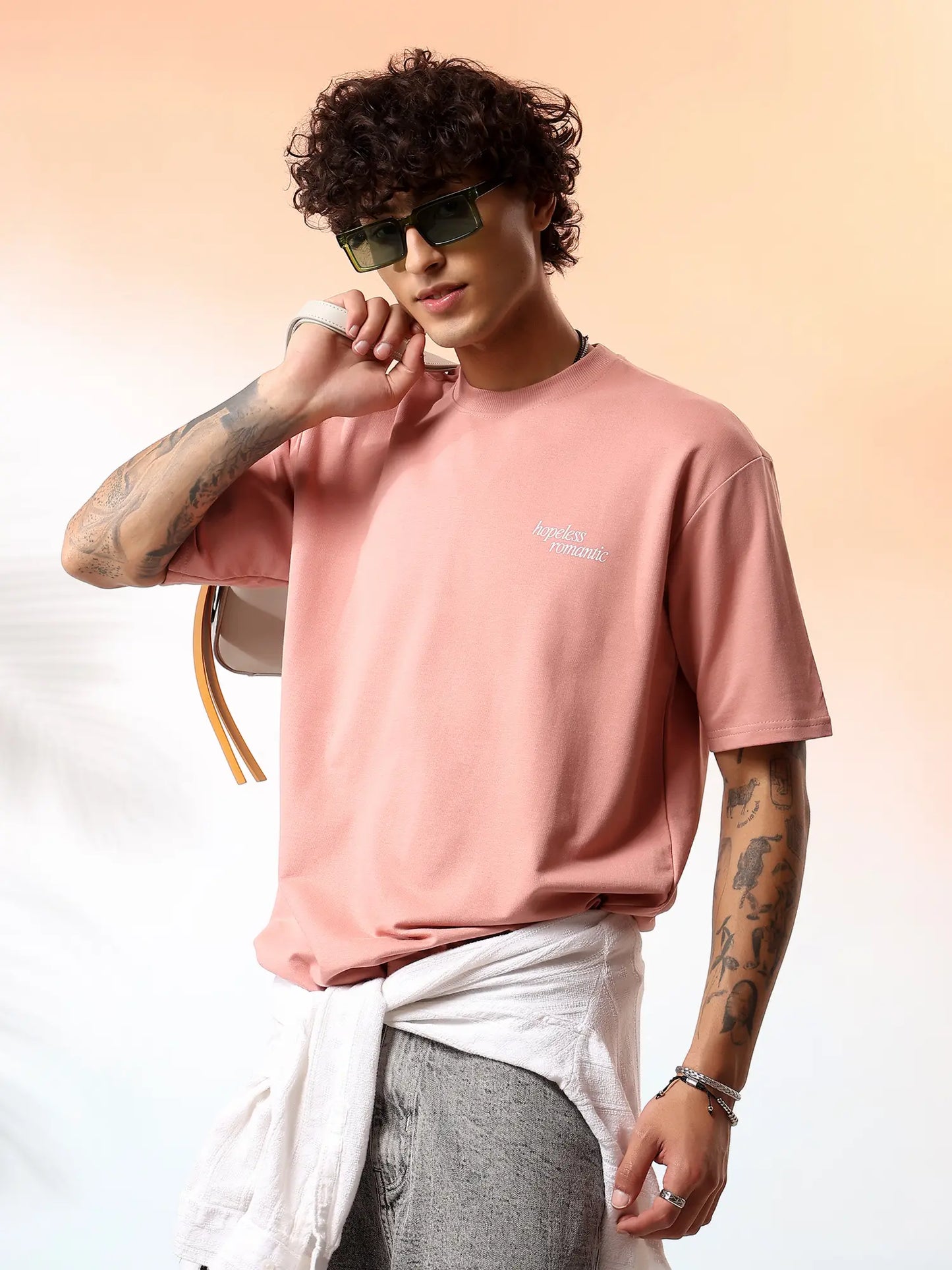 Salmon Pink Oversized Graphic T-Shirt