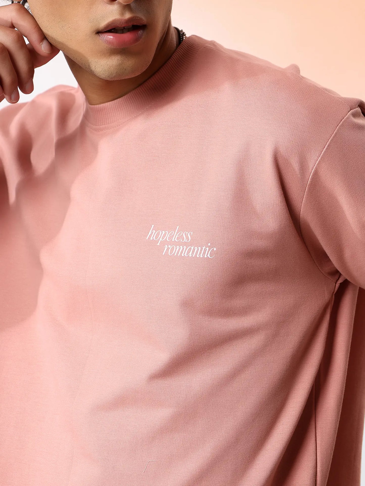 Salmon Pink Oversized Graphic T-Shirt