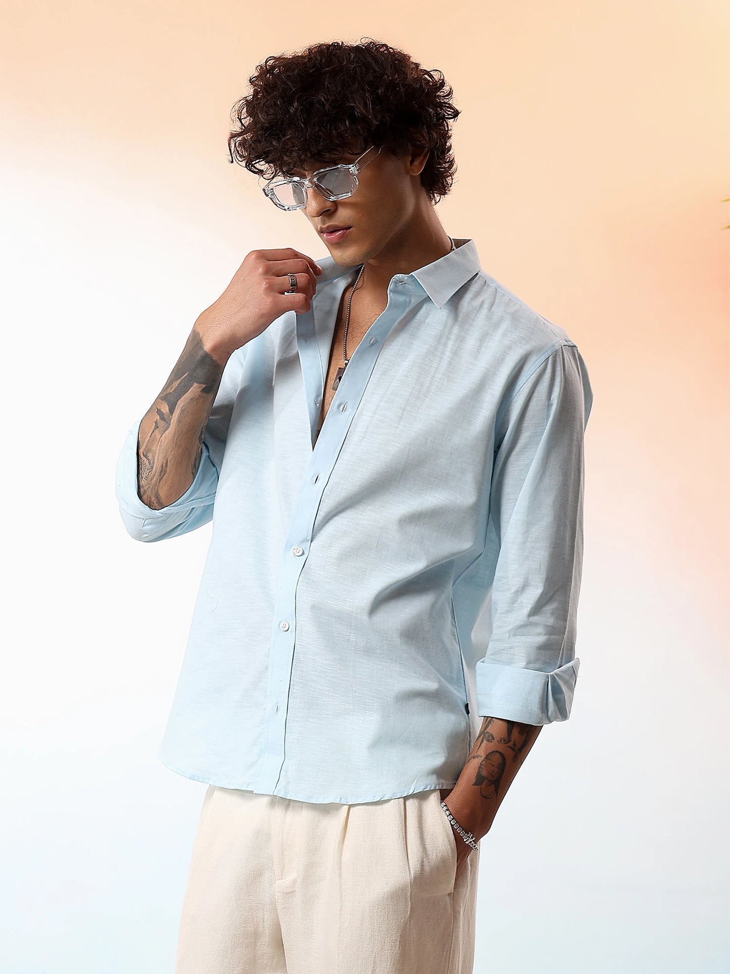 Sky Blue Linen Shirt
