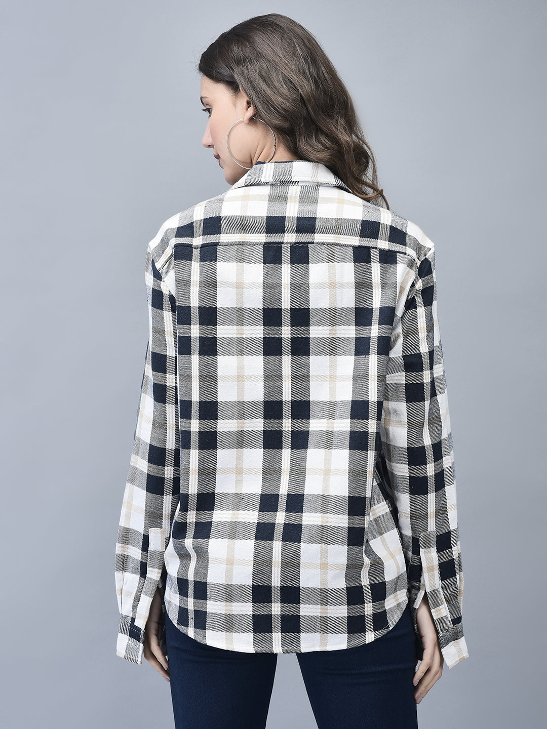 Blue Check Brushed Overshirt – Unisex Winter Shacket