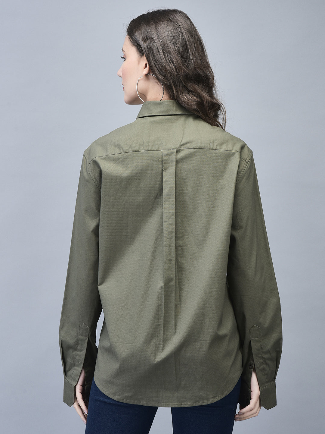 Unisex Olive Ripstop Cotton Cargo Shirt