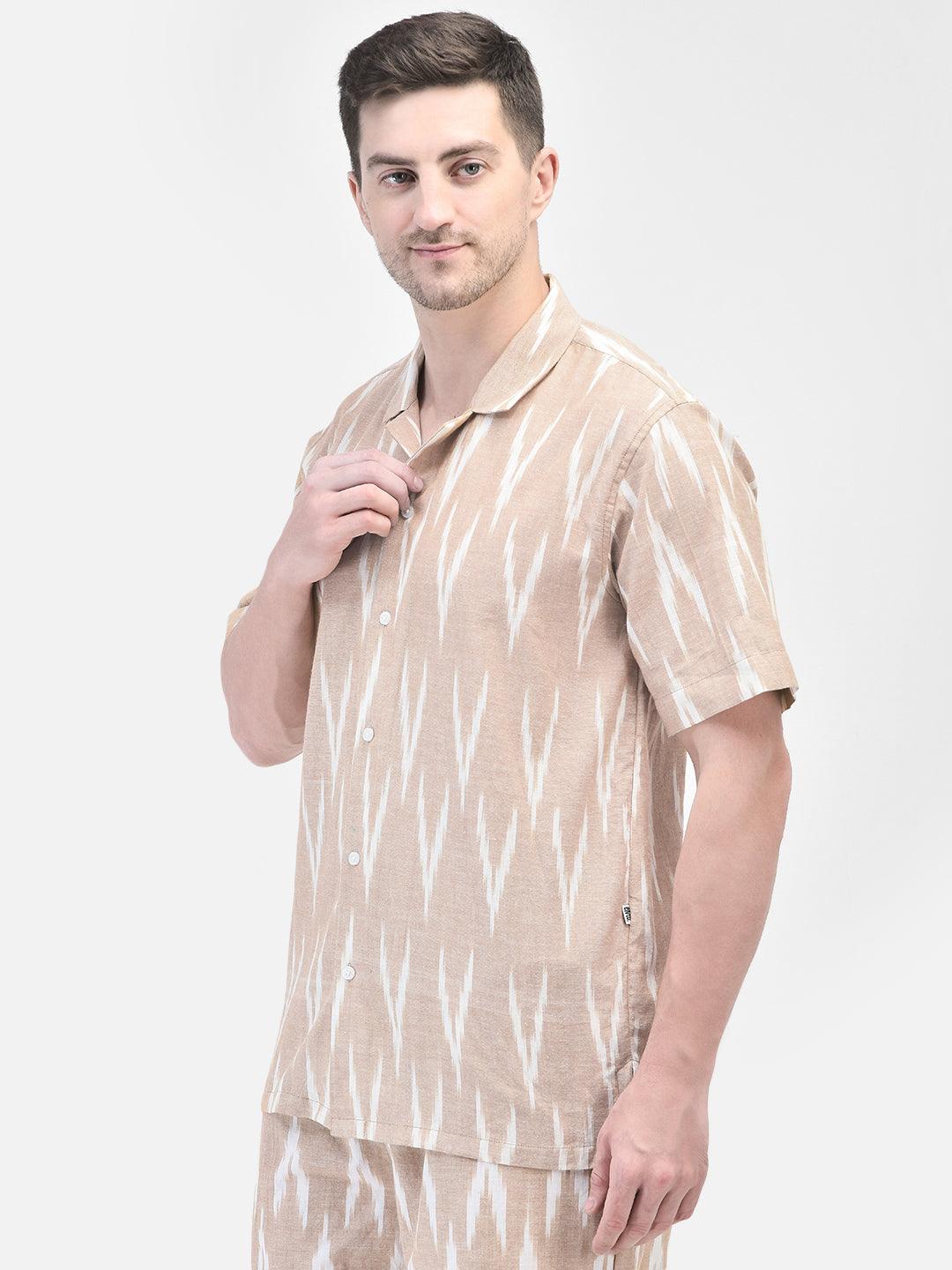 Men’s summer ikat outfit set – camp collar shirt