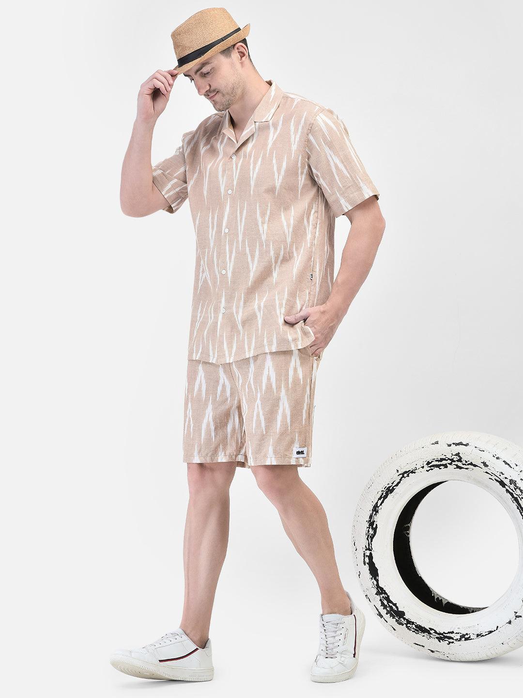 Short sleeve handloom ikat shirt and relaxed trousers