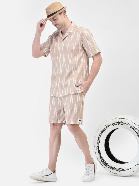 Short sleeve handloom ikat shirt and relaxed trousers