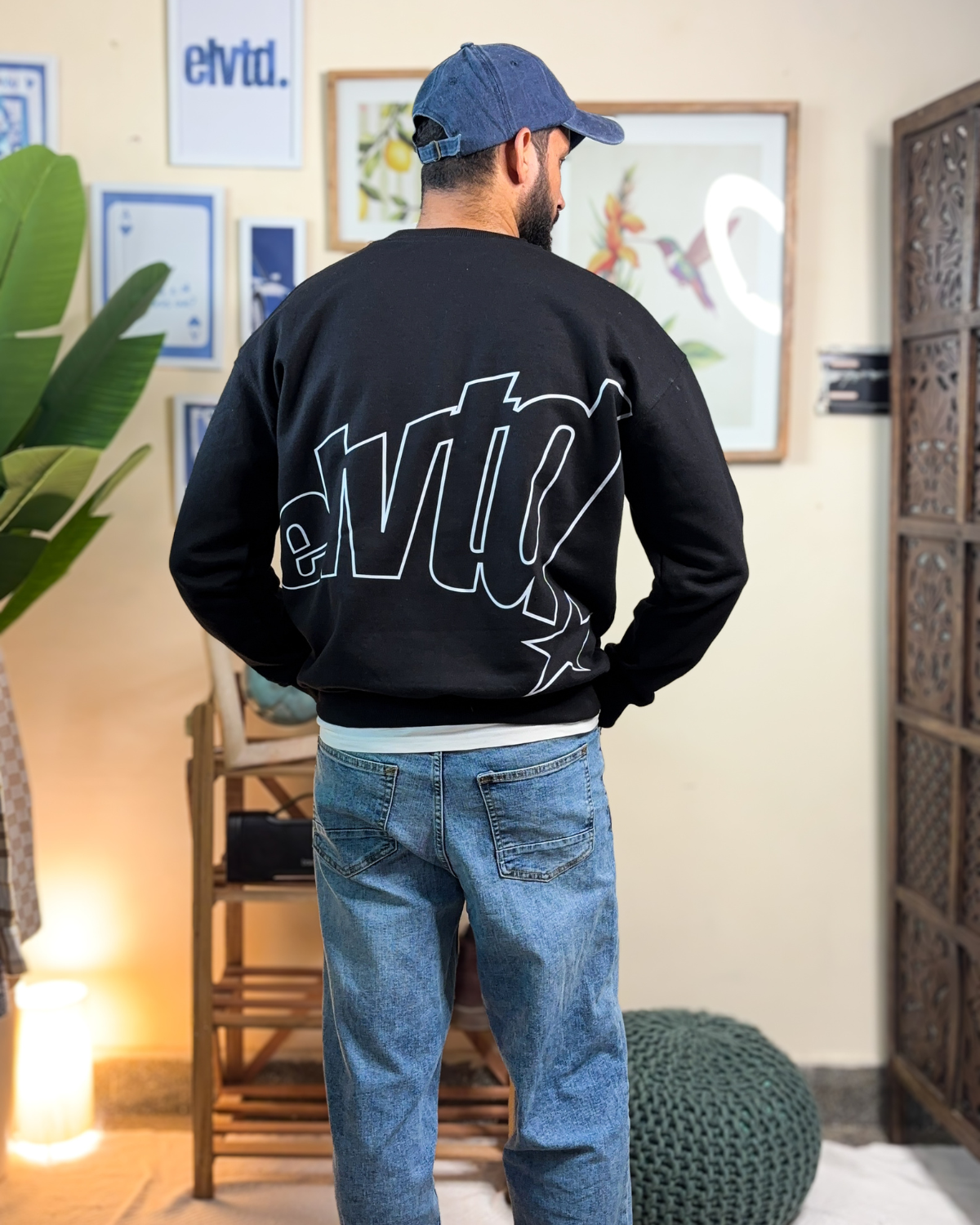 Black Y2K Graphic Sweatshirt with Back Print