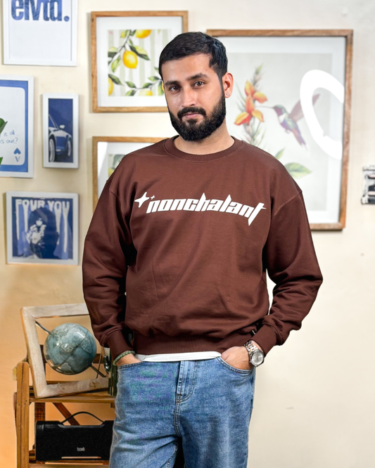 Nonchalant Brown Cotton Fleece Sweatshirt