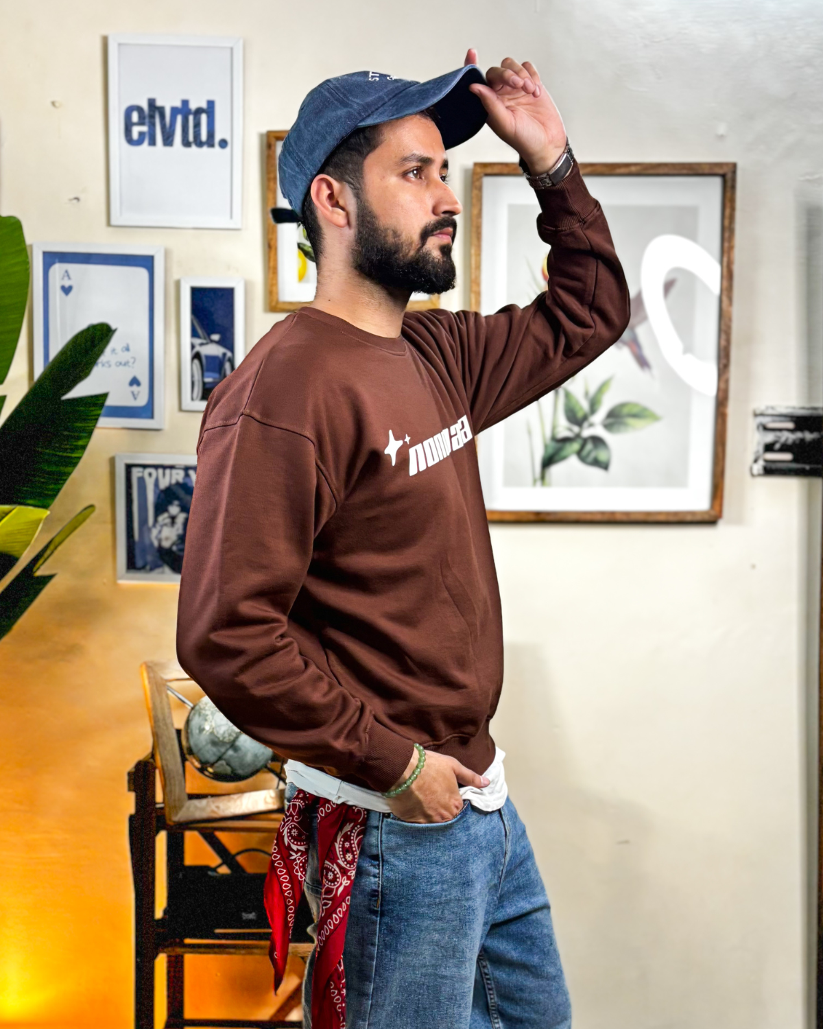 Nonchalant Brown Cotton Fleece Sweatshirt