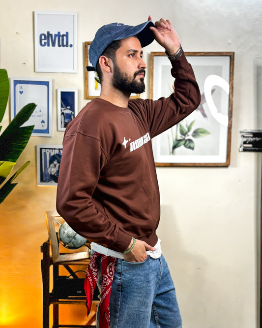 Nonchalant Brown Cotton Fleece Sweatshirt