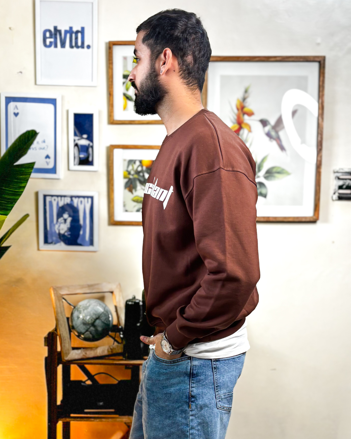 Nonchalant Brown Cotton Fleece Sweatshirt