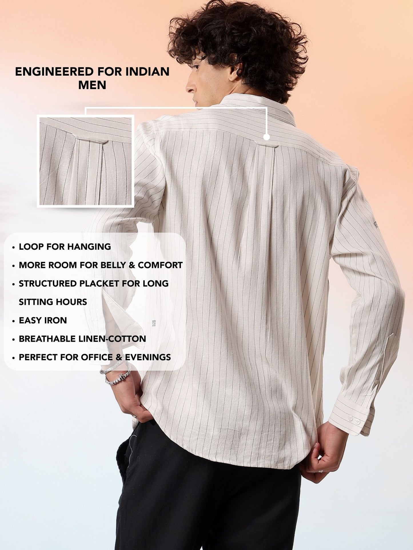 Cream Yankees Pinstripe Linen Shirt