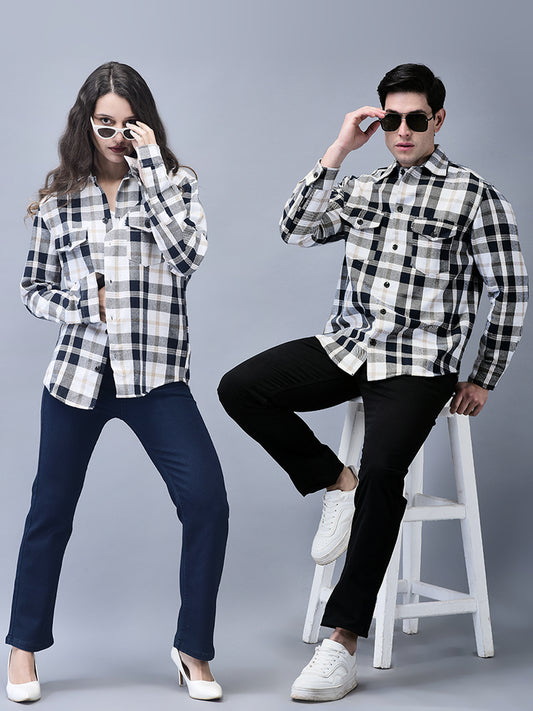 Blue Check Brushed Overshirt – Unisex Winter Shacket