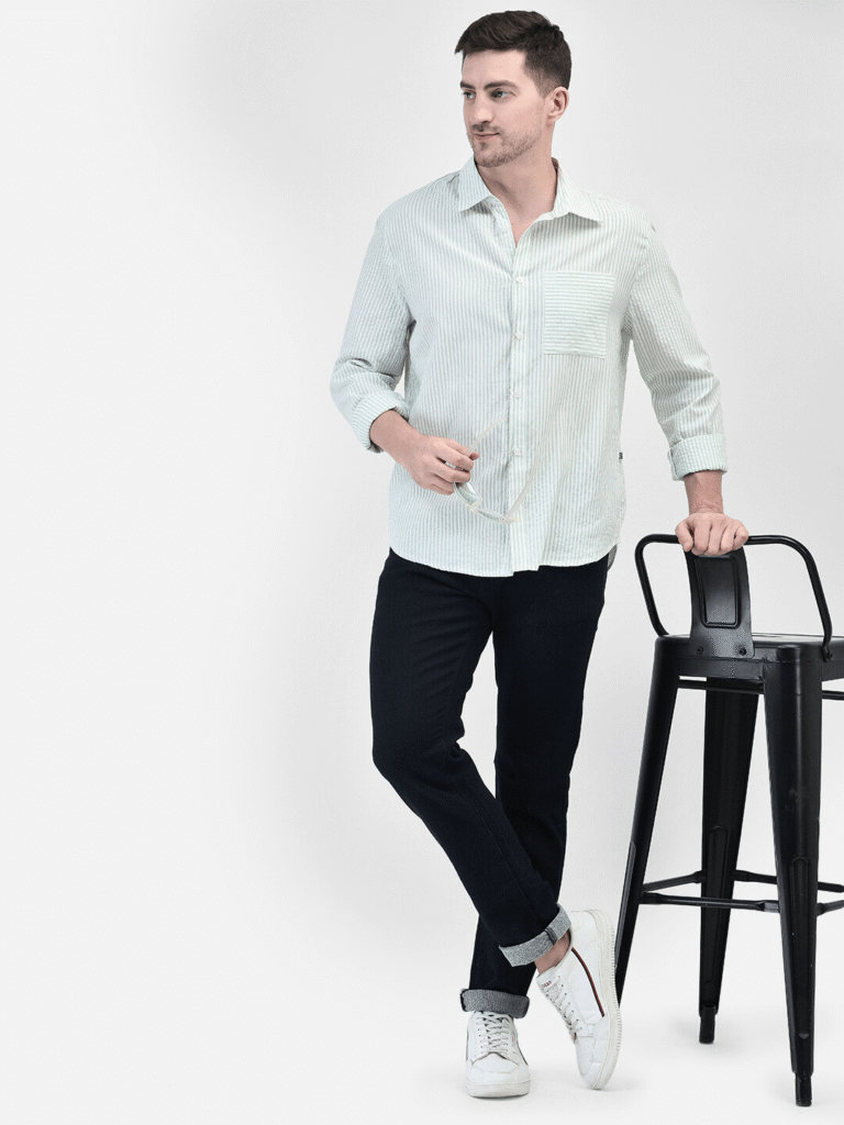 Men’s Green Cotton Shirt – Lightweight Summer Casual
